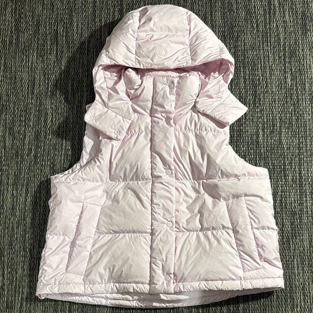 lululemon athletica Light Pink Puffer Vest with Hood